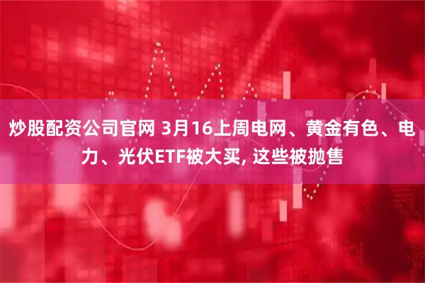 炒股配资公司官网 3月16上周电网、黄金有色、电力、光伏ETF被大买, 这些被抛售
